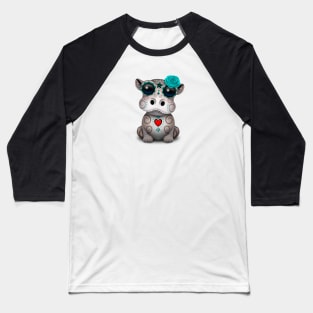 Blue Day of the Dead Baby Hippo Baseball T-Shirt